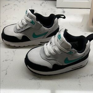 Nike Kids' White, Black, and Teal Sneakers